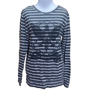 Obey Propaganda Striped Scoop Neck Eagle Sweater S